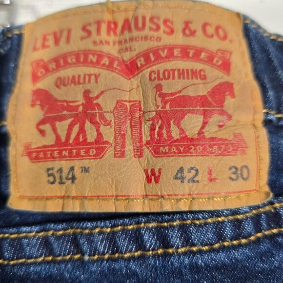 Levis Mens 514 Straight Fit Jeans W42 L30 Medium Wash Denim - Picture 4 of 8